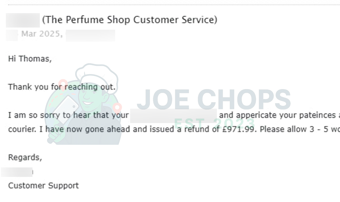 The Perfume Shop Order Success